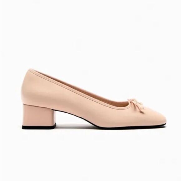 Zara Block Heel Leather Shoes Heels New - Picture 5 of 7